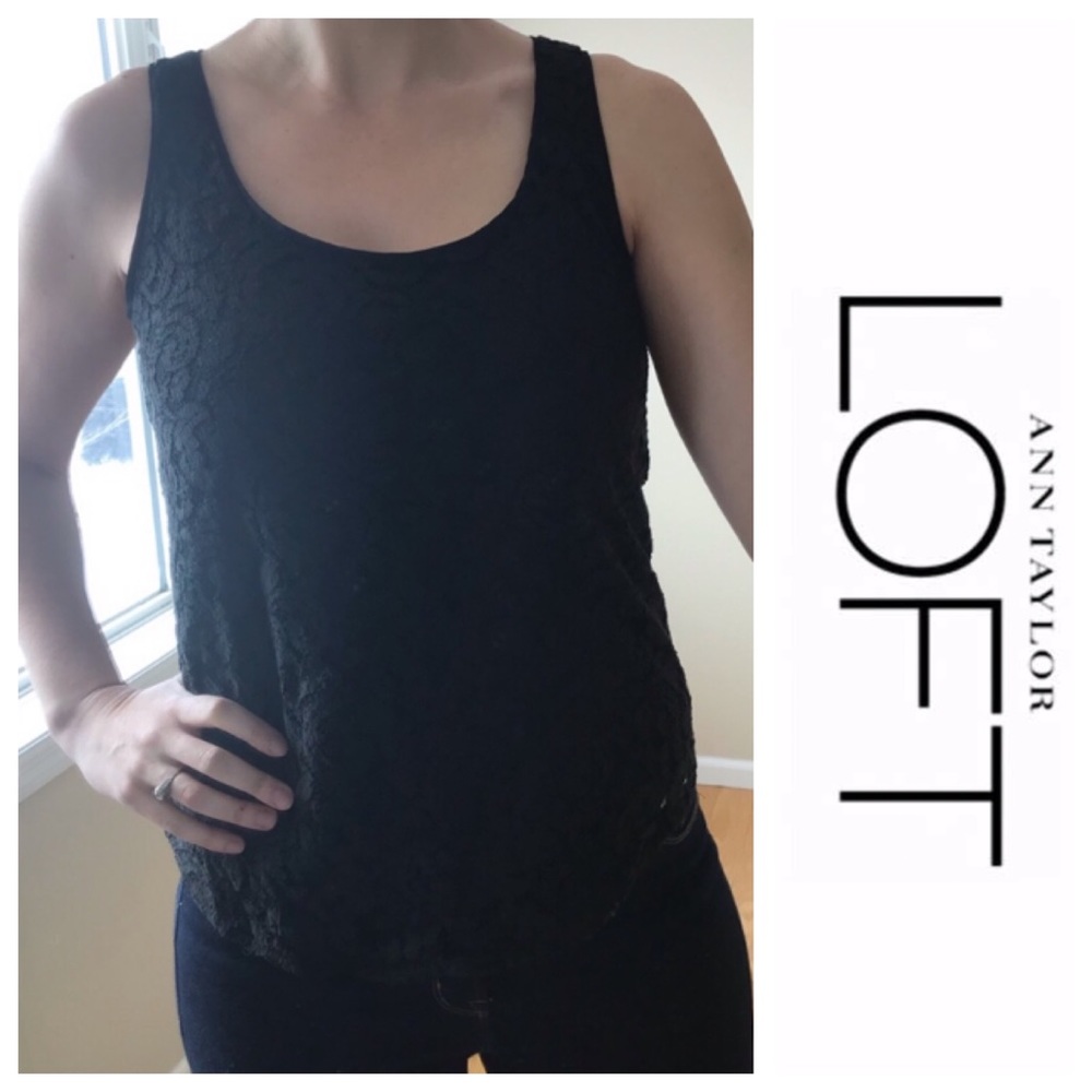 Ann Taylor Loft Black Lace Sleeveless Blouse
